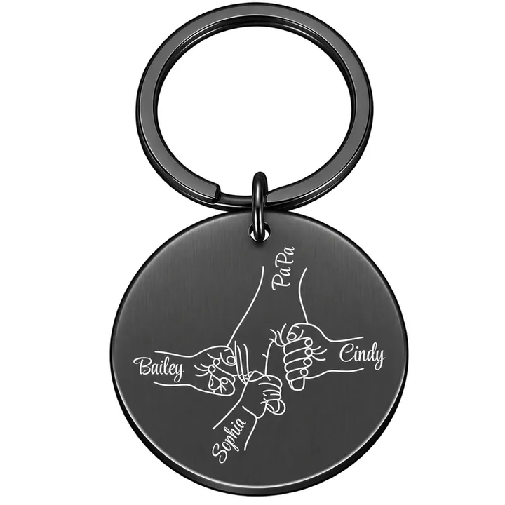 Porte Clés Personnalisé Famille 3 Noir