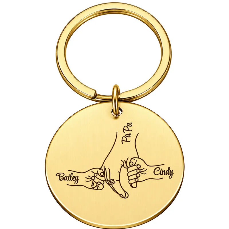 Porte Clés Personnalisé Famille 2 Or