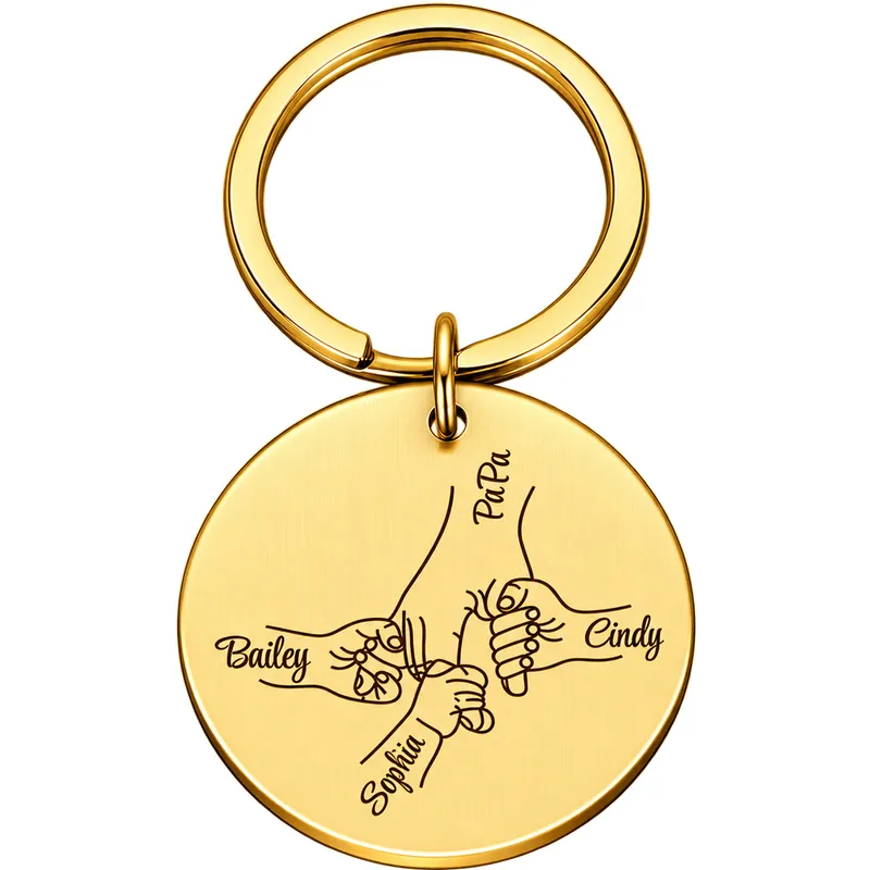 Porte Clés Personnalisé Famille 3 Or