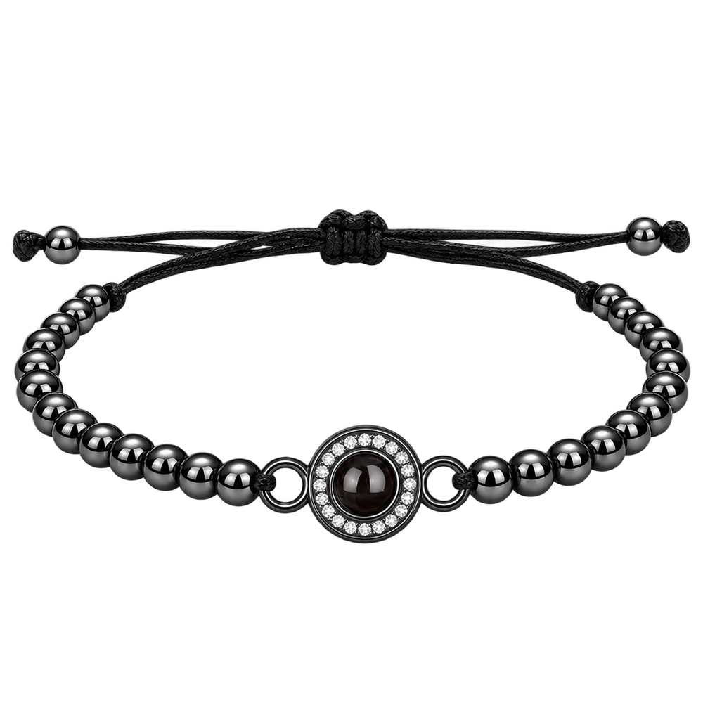Bracelet Perle avec Photo Noir