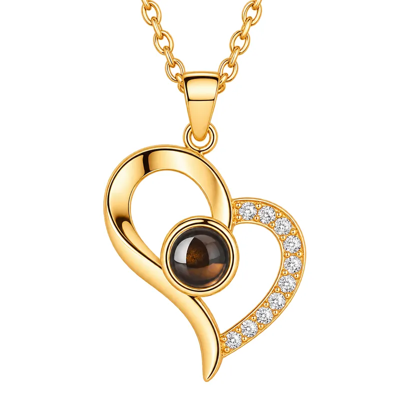 Collier Personnalisé Photo Projection Or