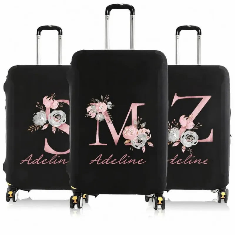 Housse De Valise Motif Floral Flamant Rose Noir Medium - Protection Élégante Et Robuste Pour Voyages