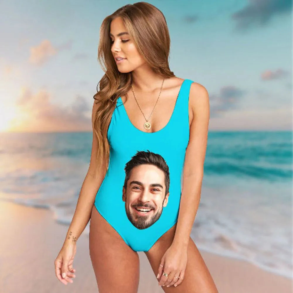 Maillot de Bain Personnalisé - Bleu ciel / XL