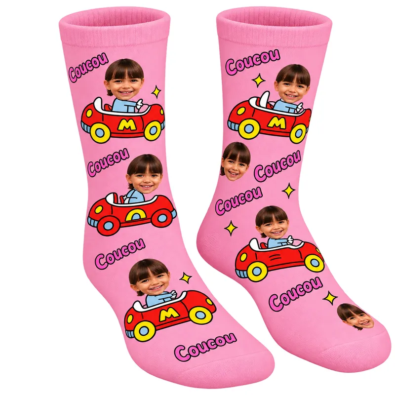 Chaussettes Personnalisées Voiture Rose