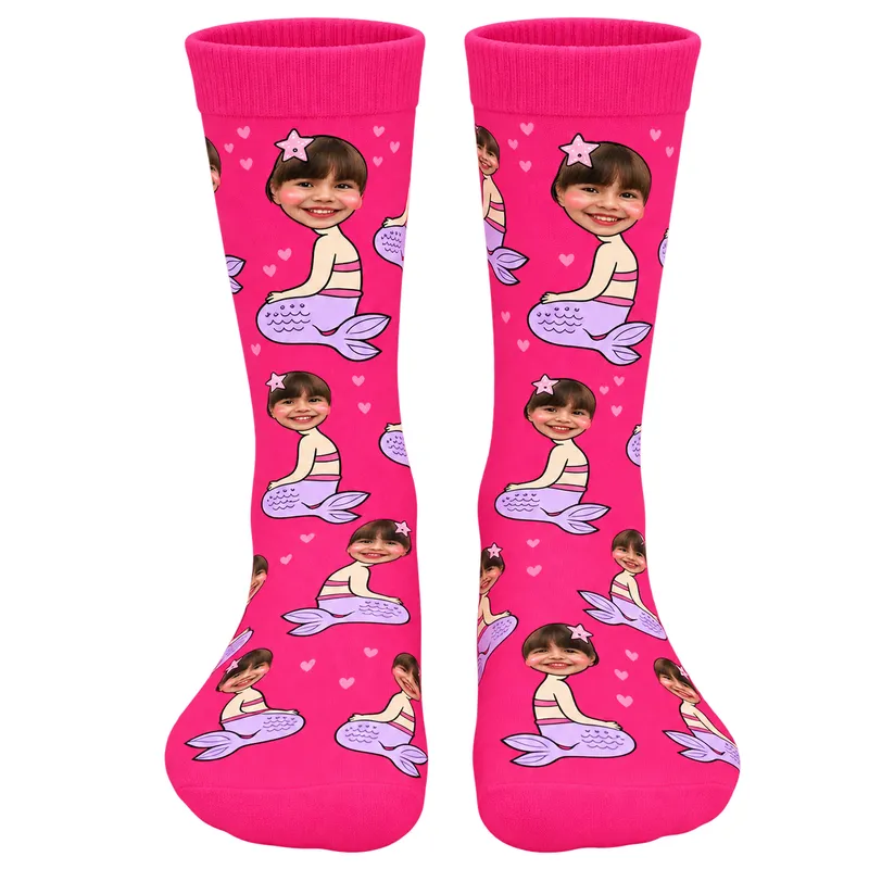 Chaussettes Personnalisées Sirène Rose
