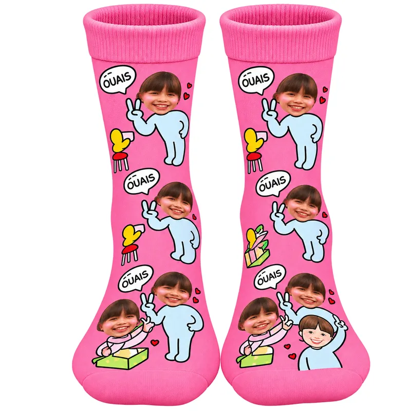Chaussettes Personnalisées Selfie Rose