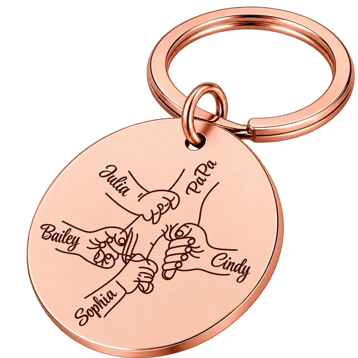 Porte Clés Personnalisé Famille 4 Or rosé