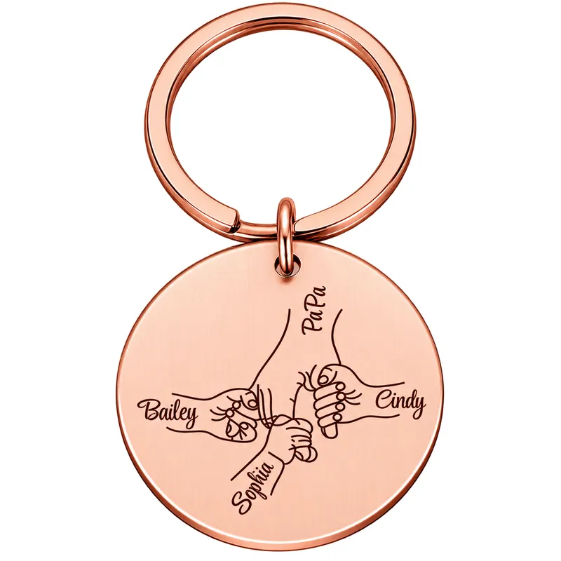 Porte Clés Personnalisé Famille 3 Or rosé
