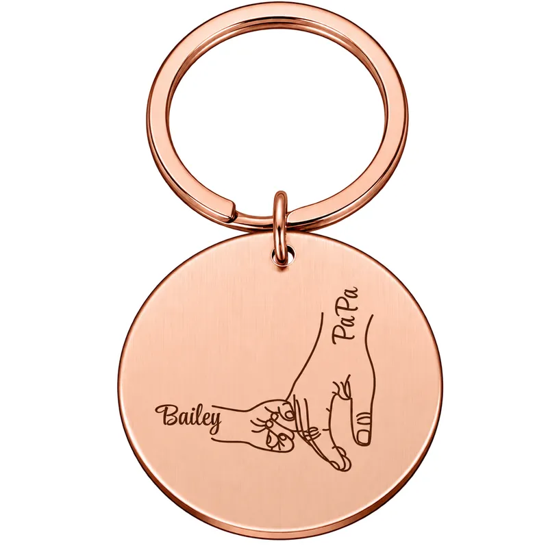 Porte Clés Personnalisé Famille 1 Or rosé