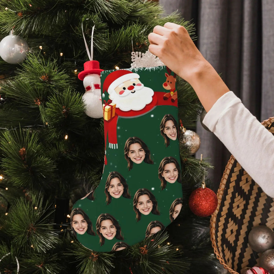 Chaussette de Noël Personnalisée Visage Vert