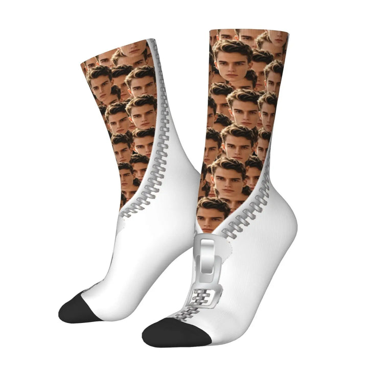Chaussettes Personnalisées Originales Visages Blanc