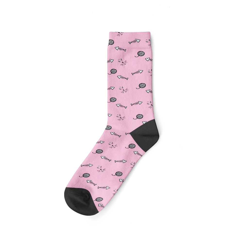 Chaussettes Chat Personnalisées Rose Pâle