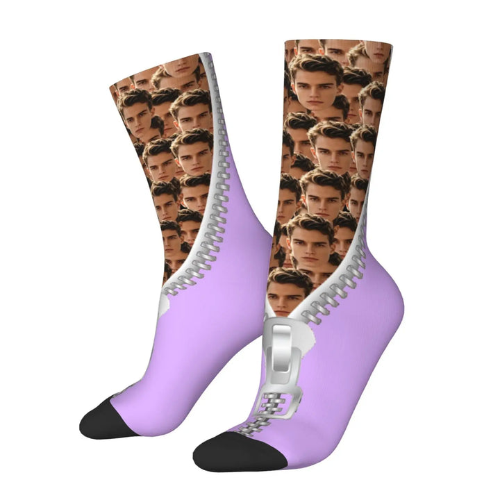 Chaussettes Personnalisées Originales Visages Violet
