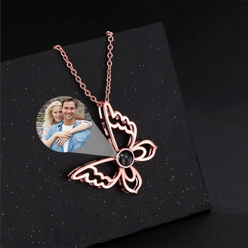 Collier Personnalisé Pendentif Papillon Or Rose
