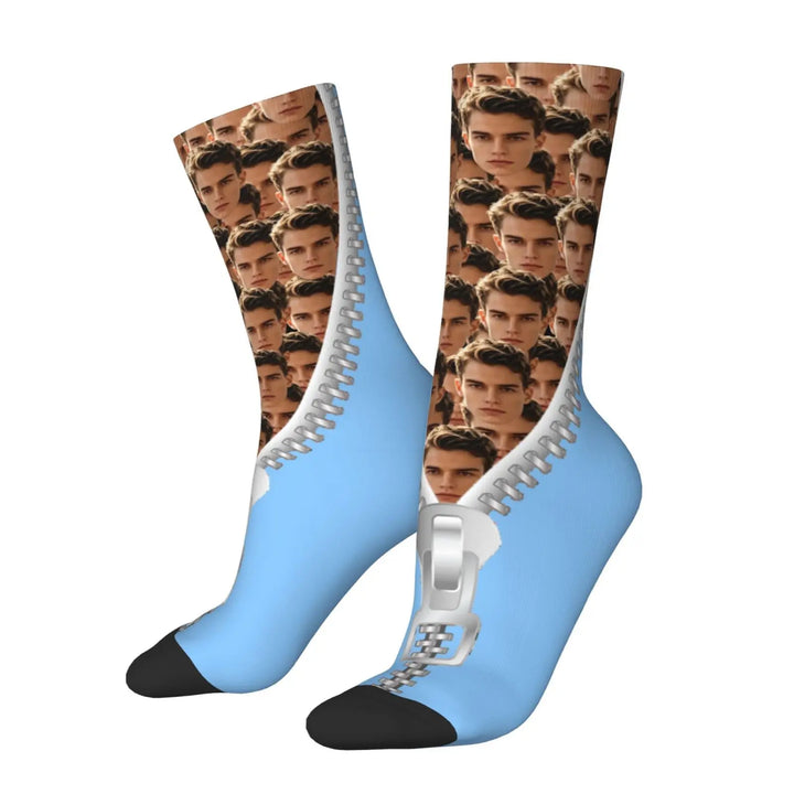 Chaussettes Personnalisées Originales Visages Bleu