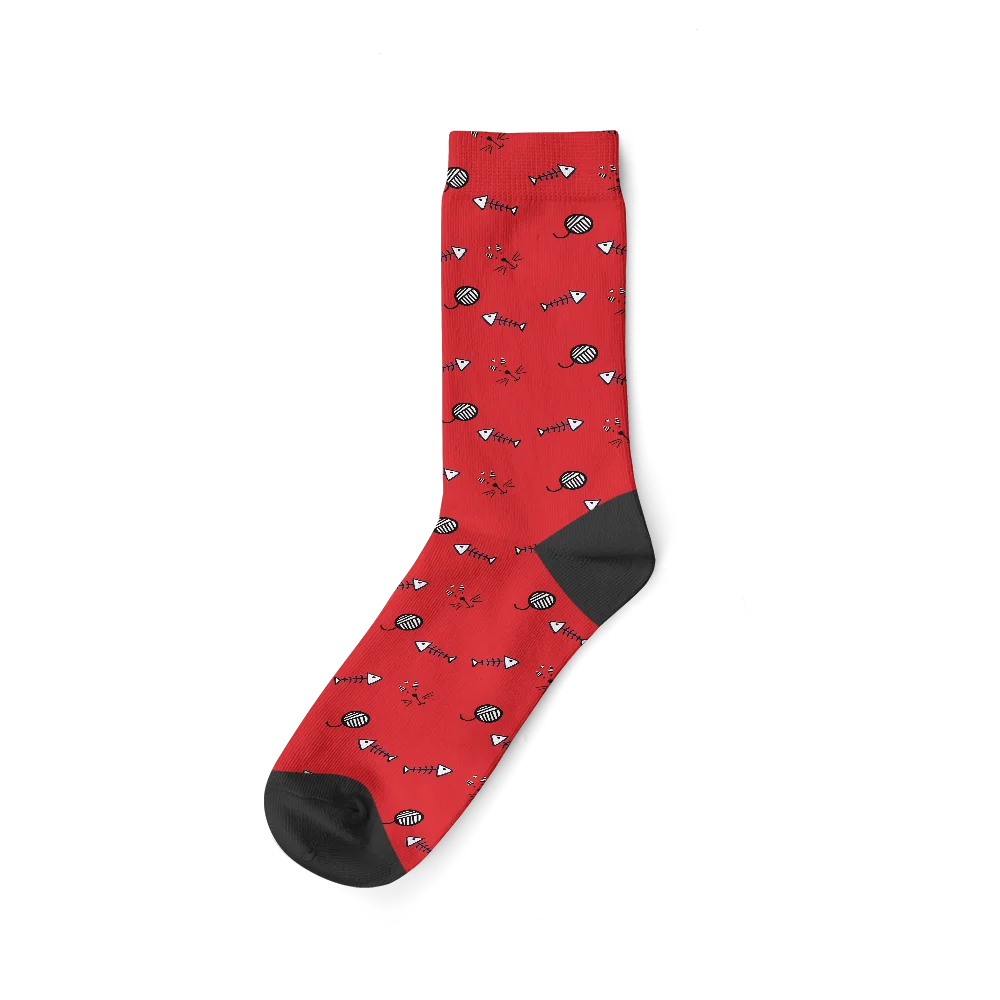 Chaussettes Chat Personnalisées Rouge