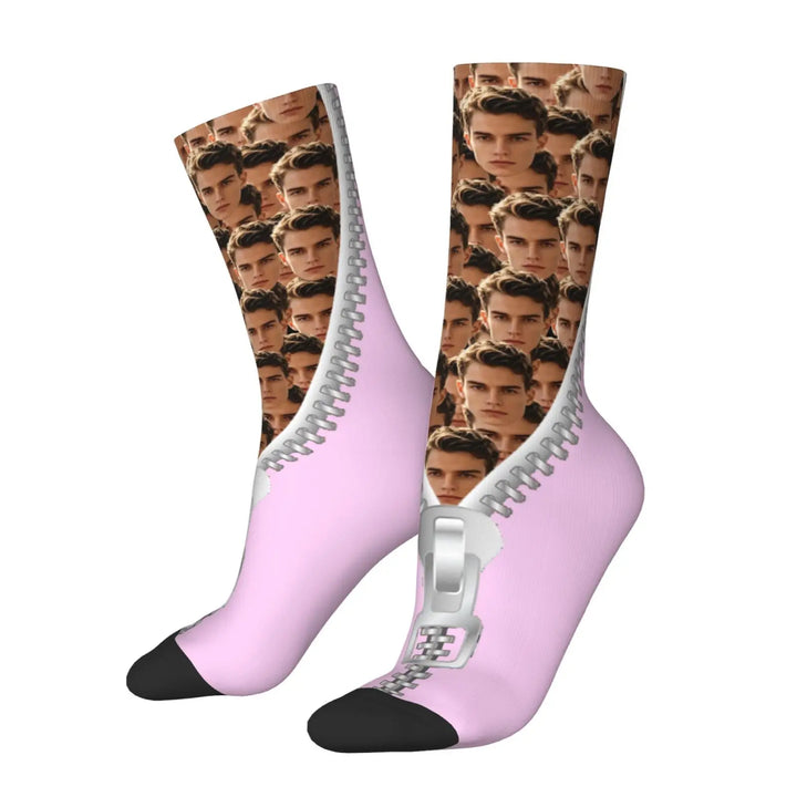 Chaussettes Personnalisées Originales Visages Rose