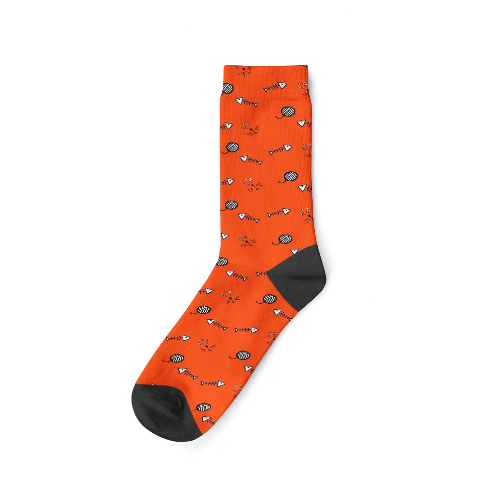 Chaussettes Chat Personnalisées Orange