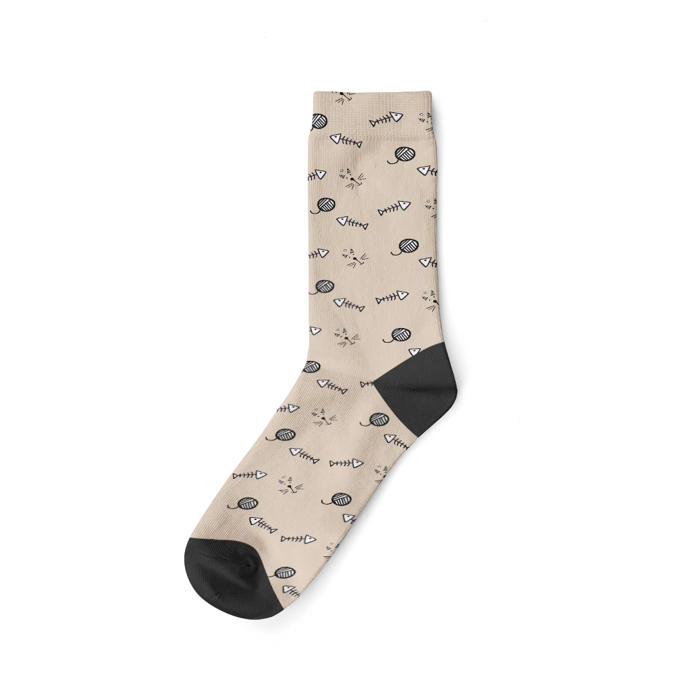 Chaussettes Chat Personnalisées Beige