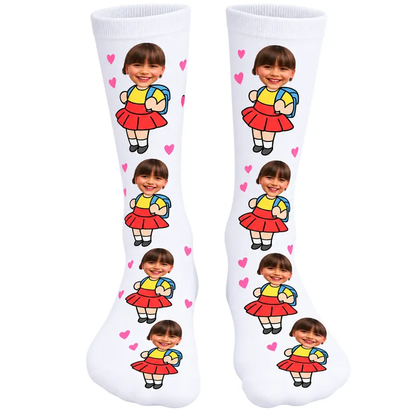 Chaussettes Personnalisées Écolière Blanc