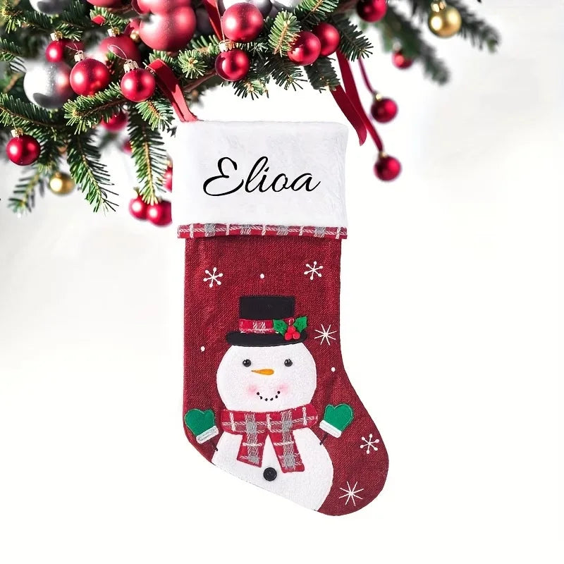 Chaussette de Noël Personnalisée Bonhomme de Neige