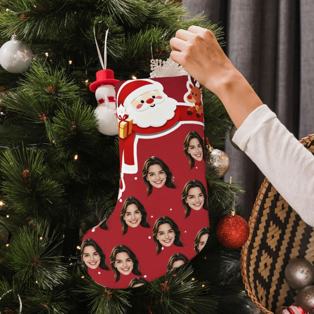 Chaussette de Noël Personnalisée Visage Rouge