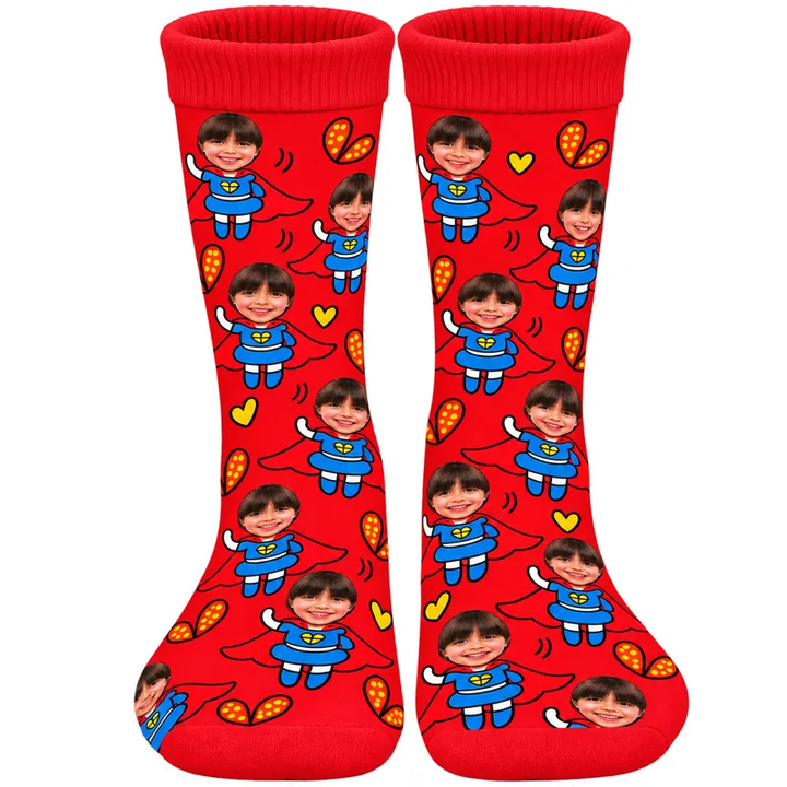 Chaussettes Personnalisées Super-héroïne Rouge