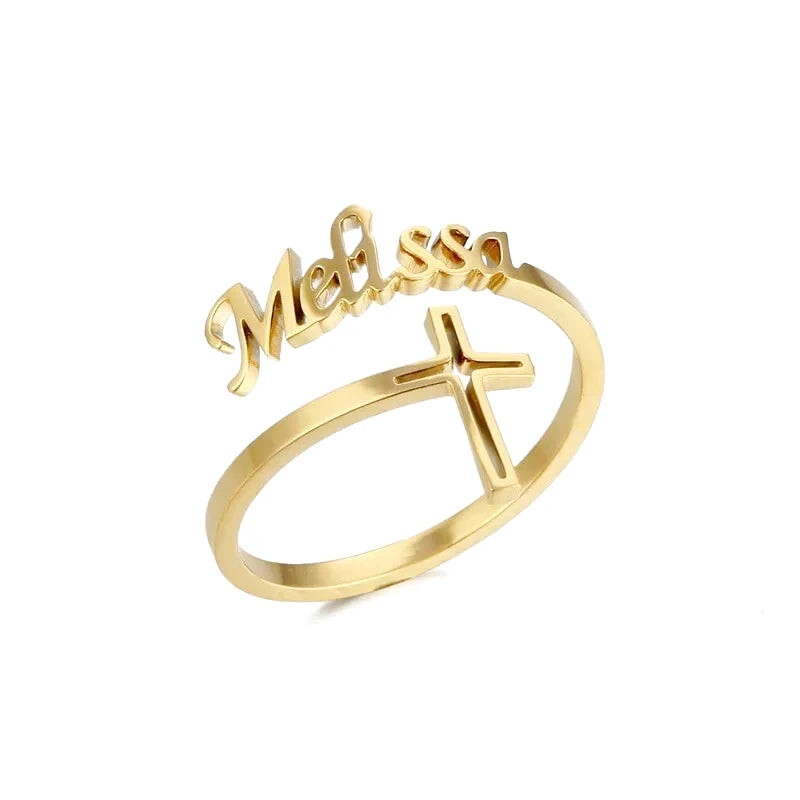 Bague Personnalisée Prénom Croix du Christ