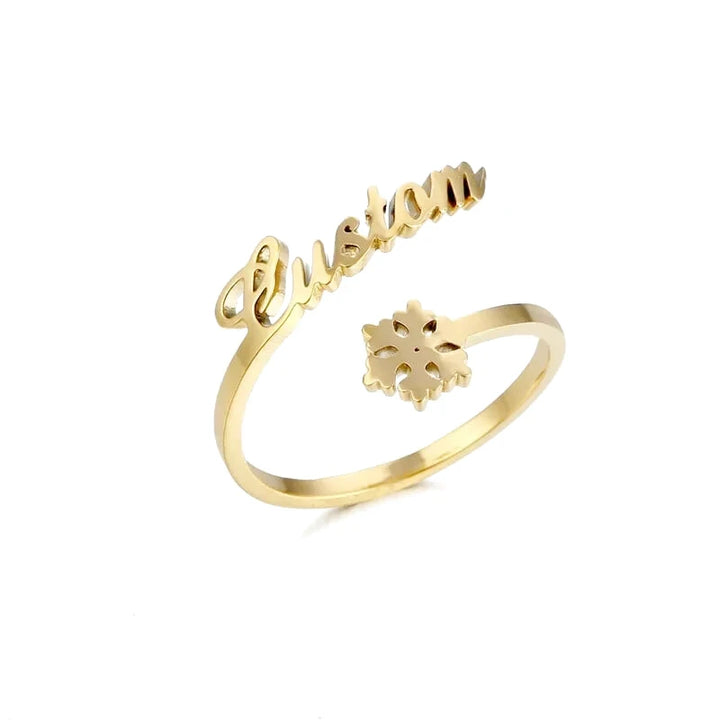 Bague Personnalisée Prénom Flocon