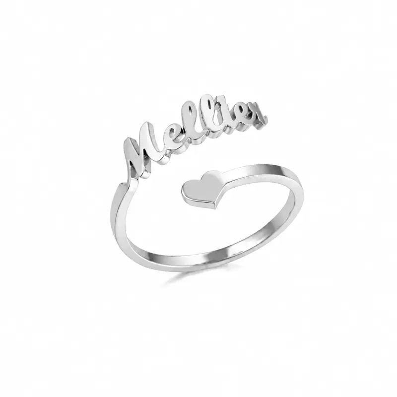 Bague Prénom Personnalisée Cœur Argenté