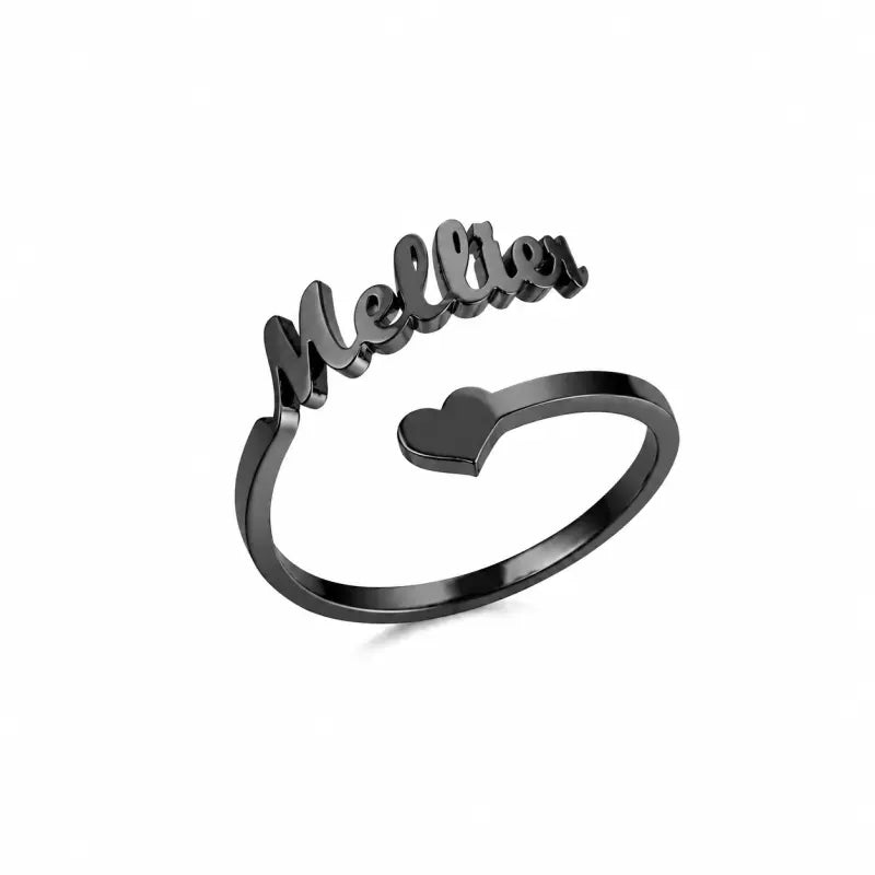 Bague Prénom Personnalisée Cœur Noir