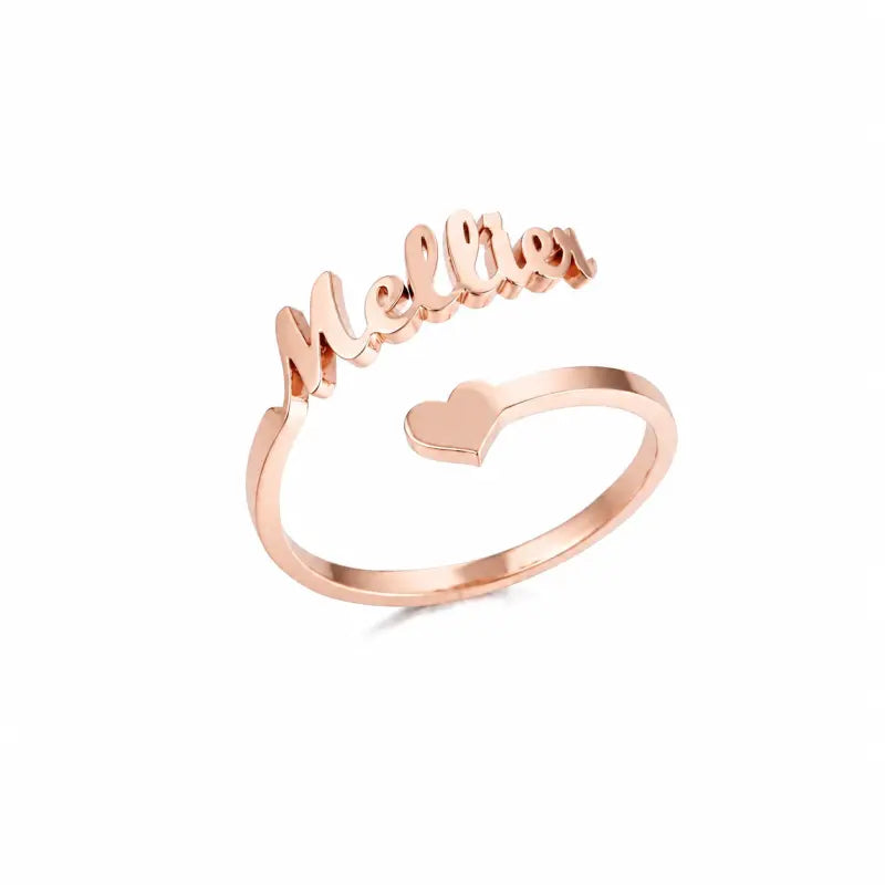 Bague Prénom Personnalisée Cœur Or rosé