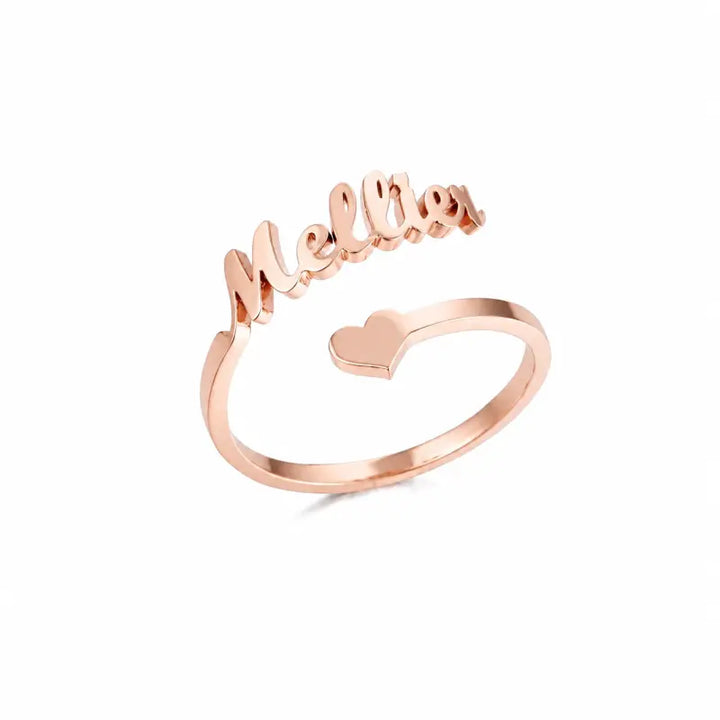 Bague Prénom Personnalisée Cœur Or rosé