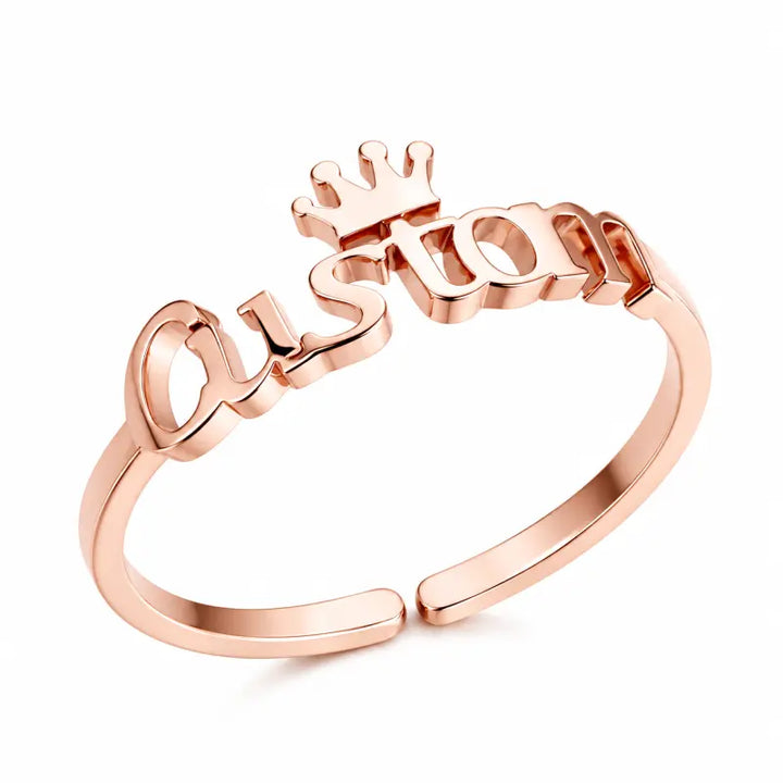 Bague Prénom Personnalisée Couronne Or rosé