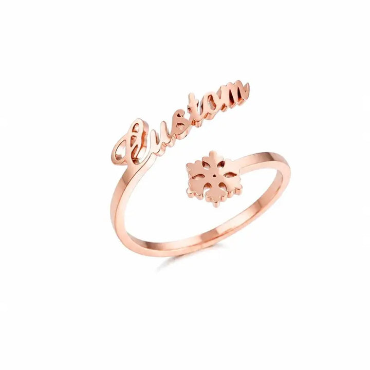Bague Prénom Personnalisée Flocon Or rosé