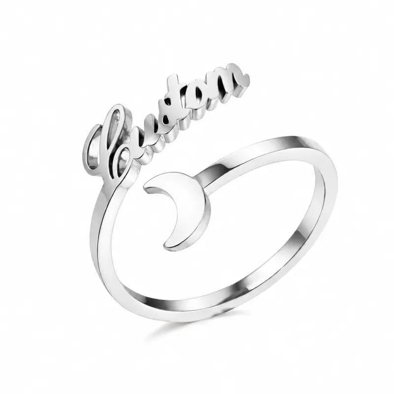 Bague Prénom Personnalisée Lune Argenté