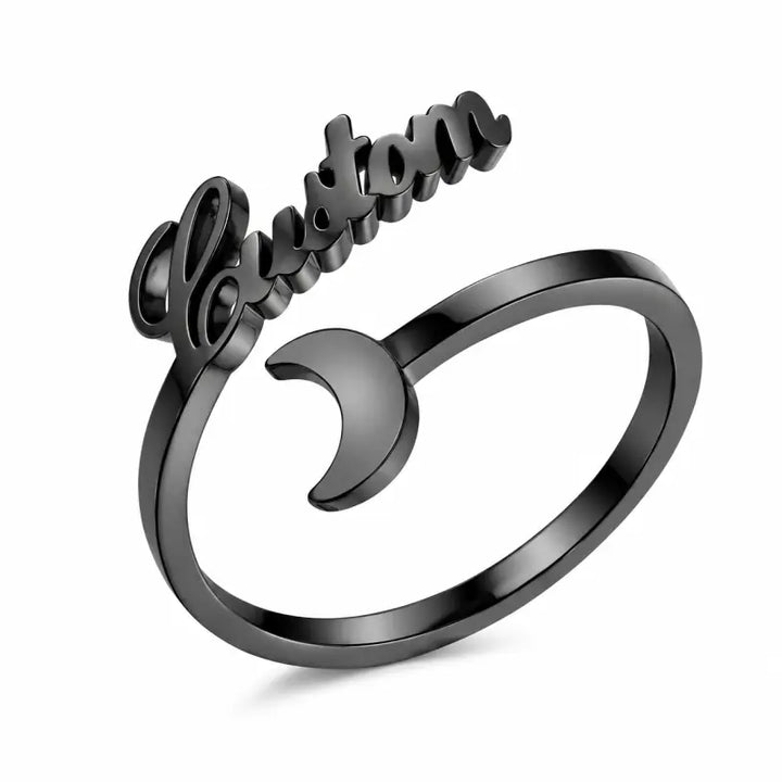 Bague Prénom Personnalisée Lune Noir