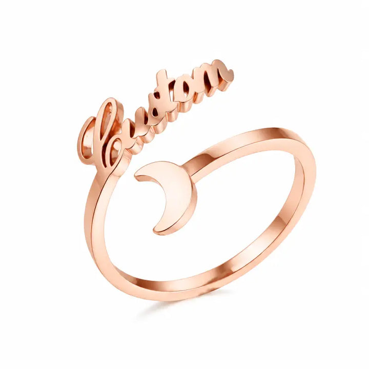 Bague Prénom Personnalisée Lune Or rosé