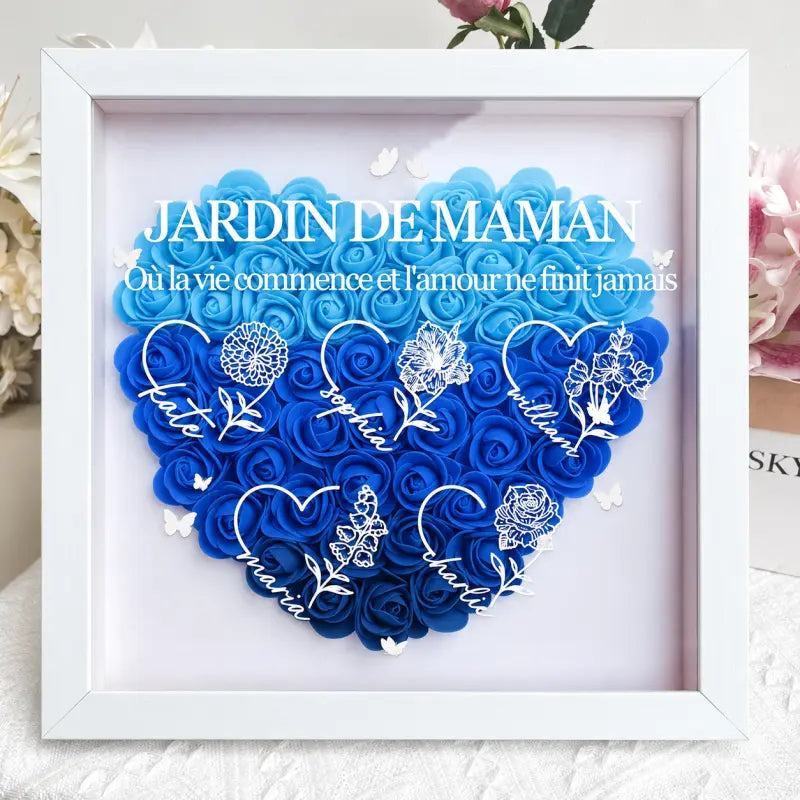 Boîte à Roses Personnalisée Cœur Cœur avec prénoms 1 Dégradé de bleu