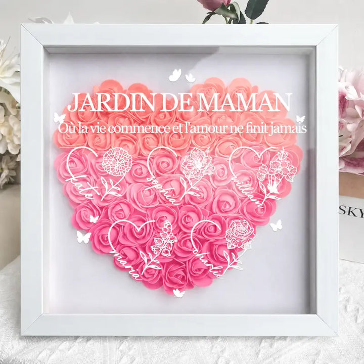 Boîte à Roses Personnalisée Cœur Cœur avec prénoms 1 Dégradé de rose