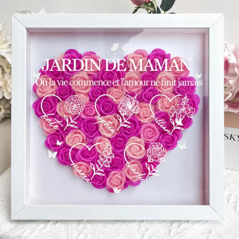 Boîte à Roses Personnalisée Cœur Cœur avec prénoms 1 Dégradé de violet