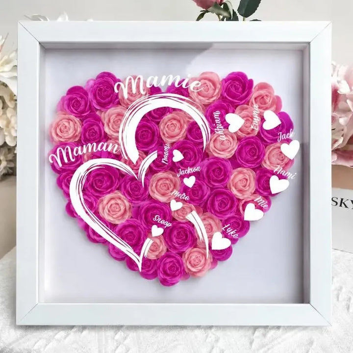 Boîte à Roses Personnalisée Cœur Cœur avec prénoms 2 Dégradé de violet