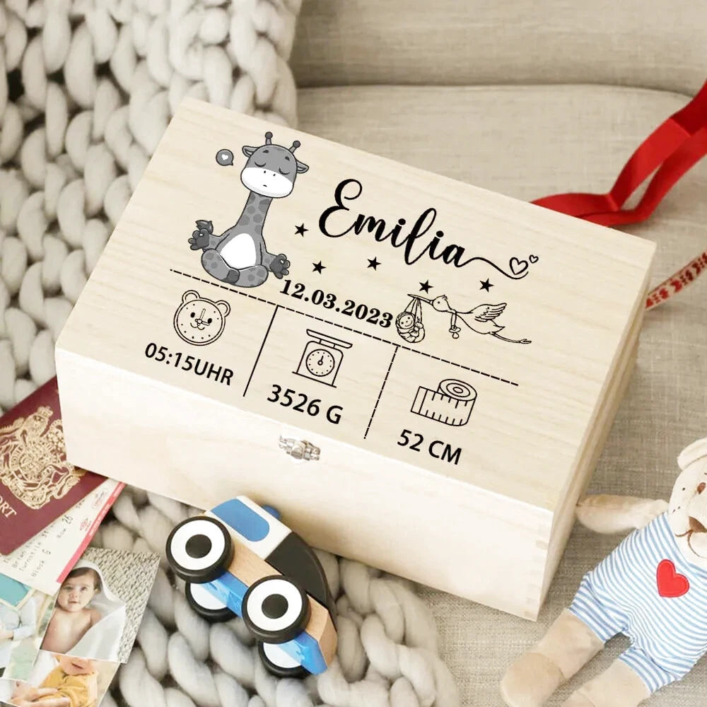 Boîte de Naissance Personnalisée Girafe