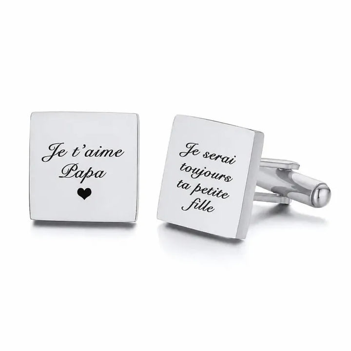 Boutons de Manchette Personnalisés Carré argenté