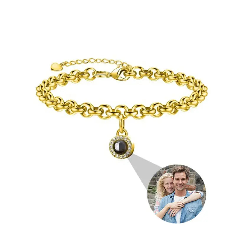 Bracelet avec Pendentif Photo Or