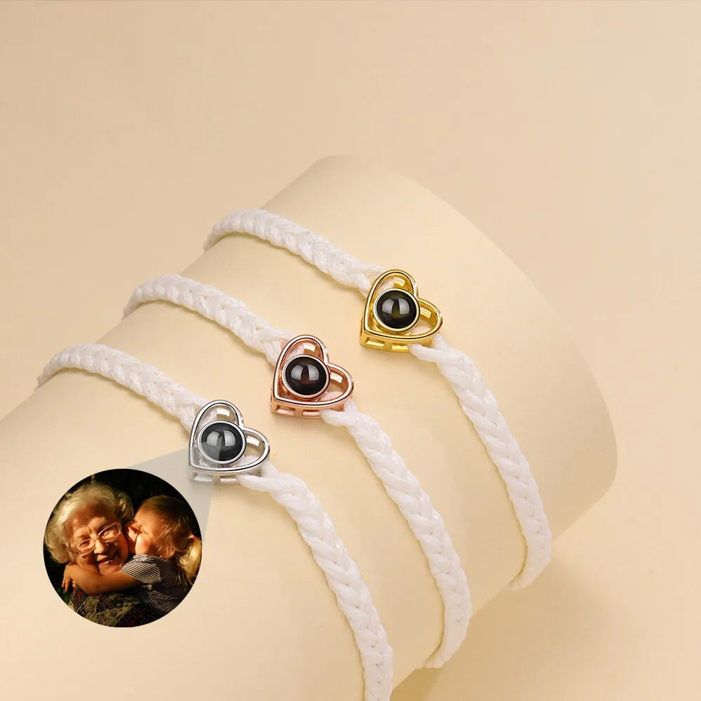 Bracelet avec Photo Projection Blanc et Or Rosé Cuivre