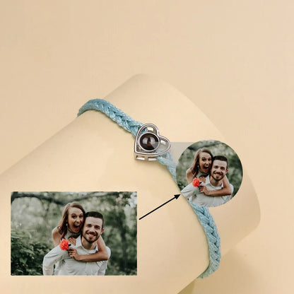 Bracelet avec Photo Projection Bleu et Argent