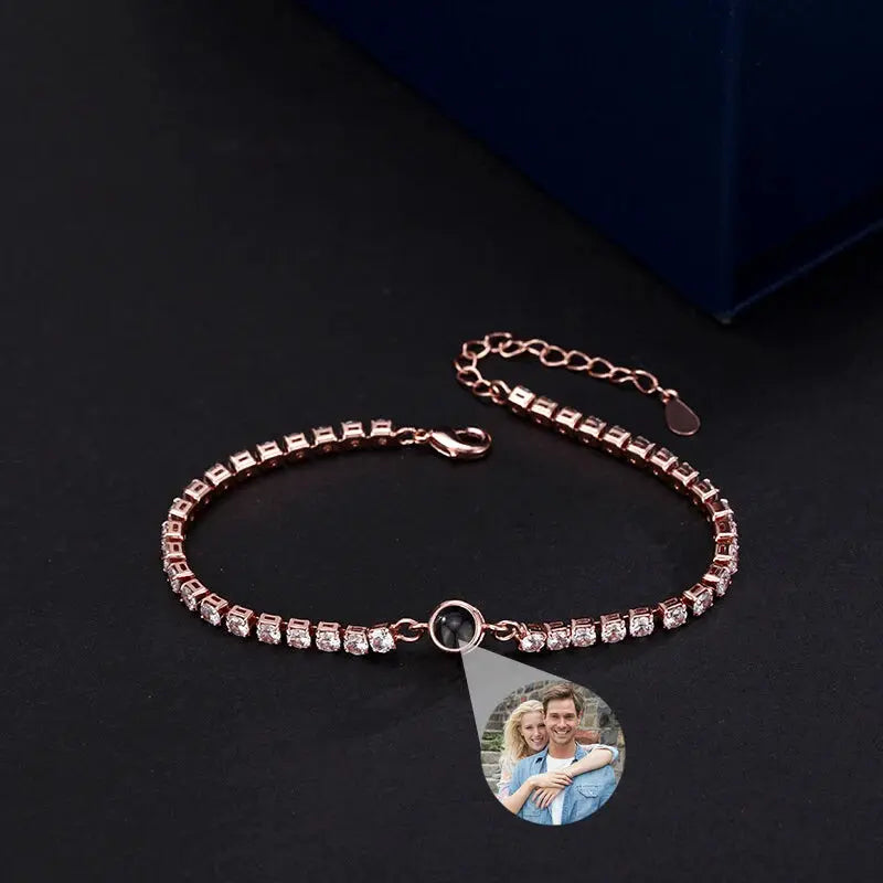 Bracelet avec Pierre et Photo Or Rose