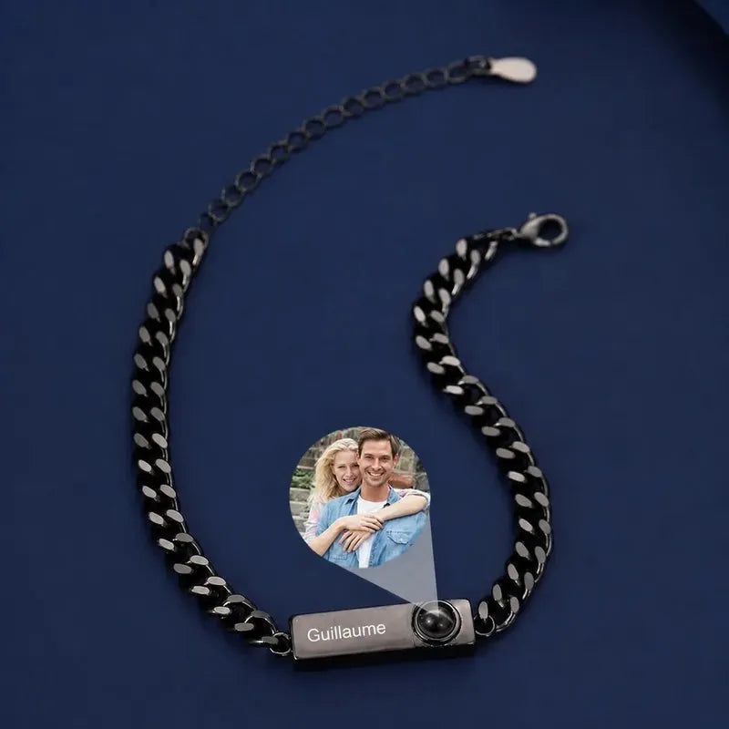 Bracelet avec Prénom pour Homme Noir