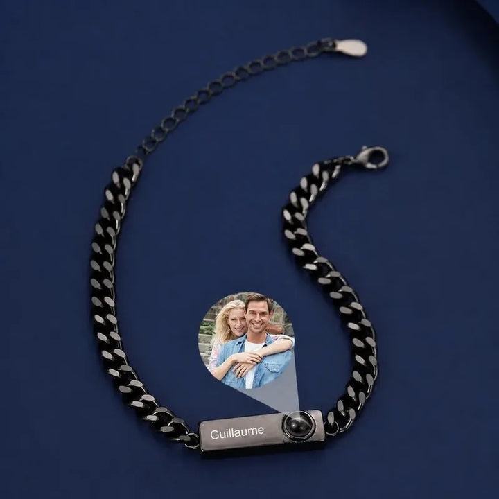 Bracelet avec Prénom pour Homme Noir